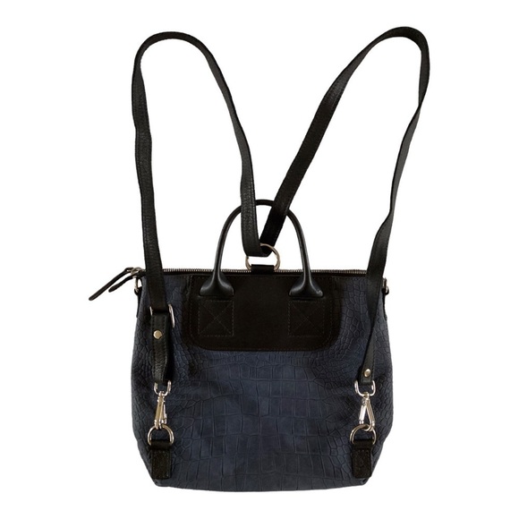 Graf Lantz Bedford Leather Croc Embossed 3 Way Crossbody Bag Backpack NWOT - Picture 3 of 12